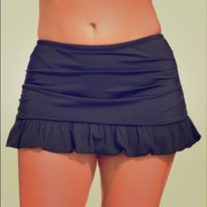 Black Ruffled Swim Skirt Plus Size 2X